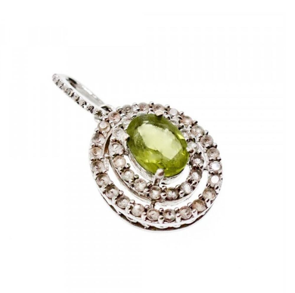 925 Sterling Silver Peridot & White Beryl Pendant